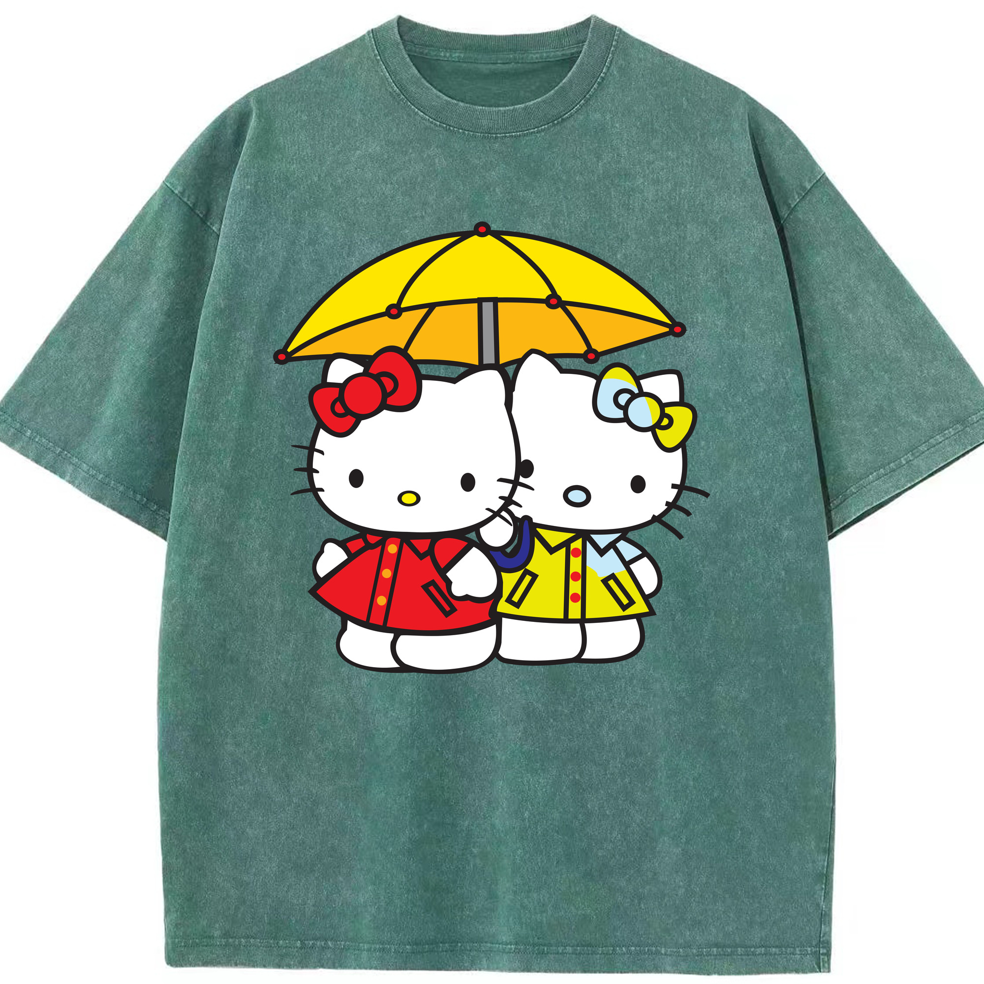 （画像用） Hello Kitty ハローキティ 綿100% ヴィンテージ風 半袖Tシャツ（フロントプリント）